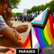 G128 24 Pack Handheld LGBT Progress Rainbow Pride Stick Flags | 12x18 In | Printed 150D Polyester, Country Flag, Solid Wooden Stick, Spear Gold Tip